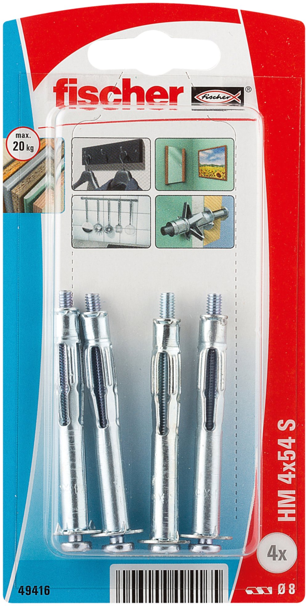 Cheville métallique HM 4x54 avec vis métrique