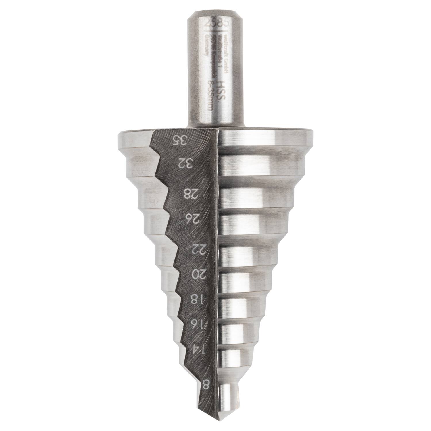 Fraise étagée HSS T10 Ø8-35 mm - WOLFCRAFT