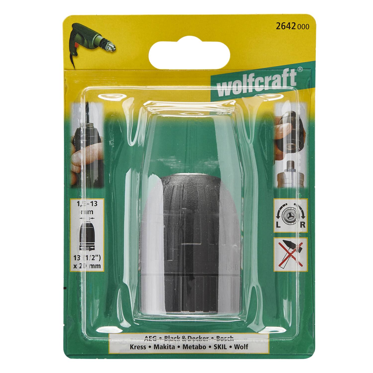 Mandrin auto-serrant Ø13mm 1/2''x 20 mm - WOLFCRAFT