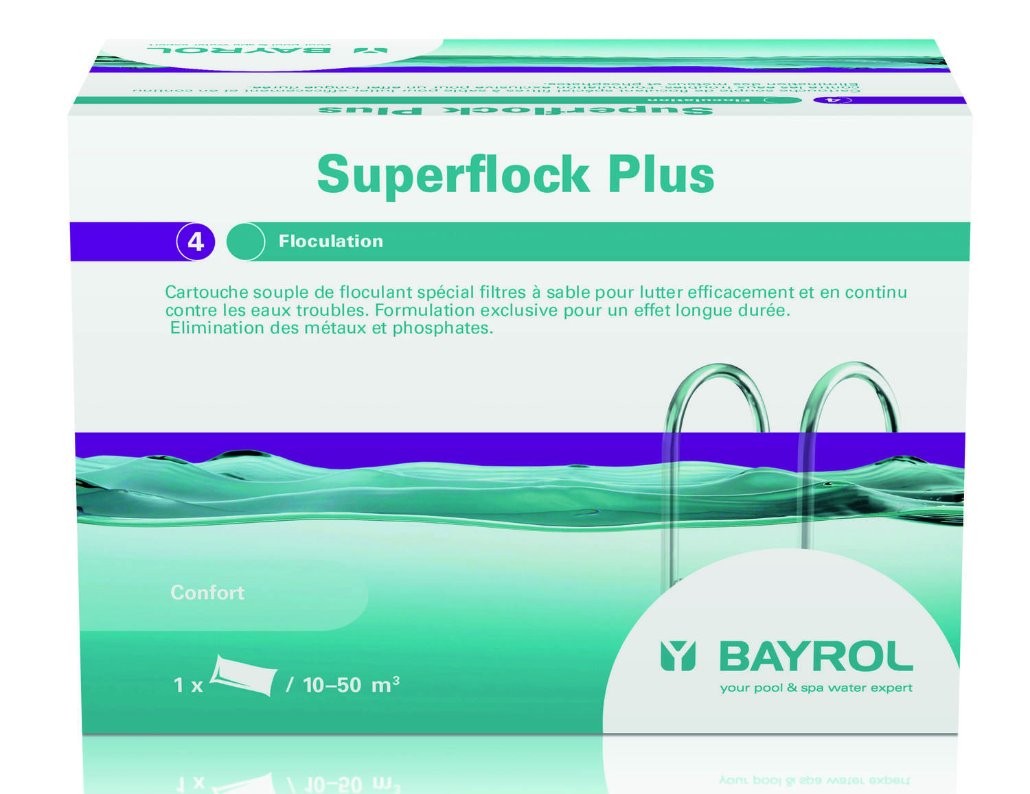 Cartouche floculant Superflock Plus traitement piscine 1kg - BAYROL