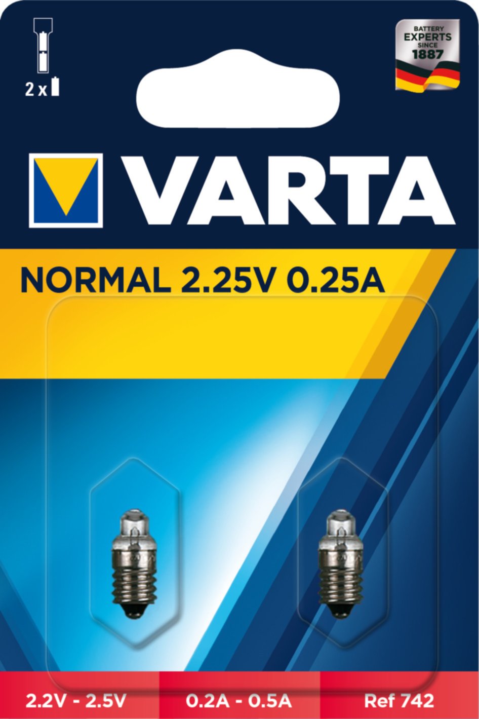Ampoule VARTA 742 2.25v 0.25a culot à vis