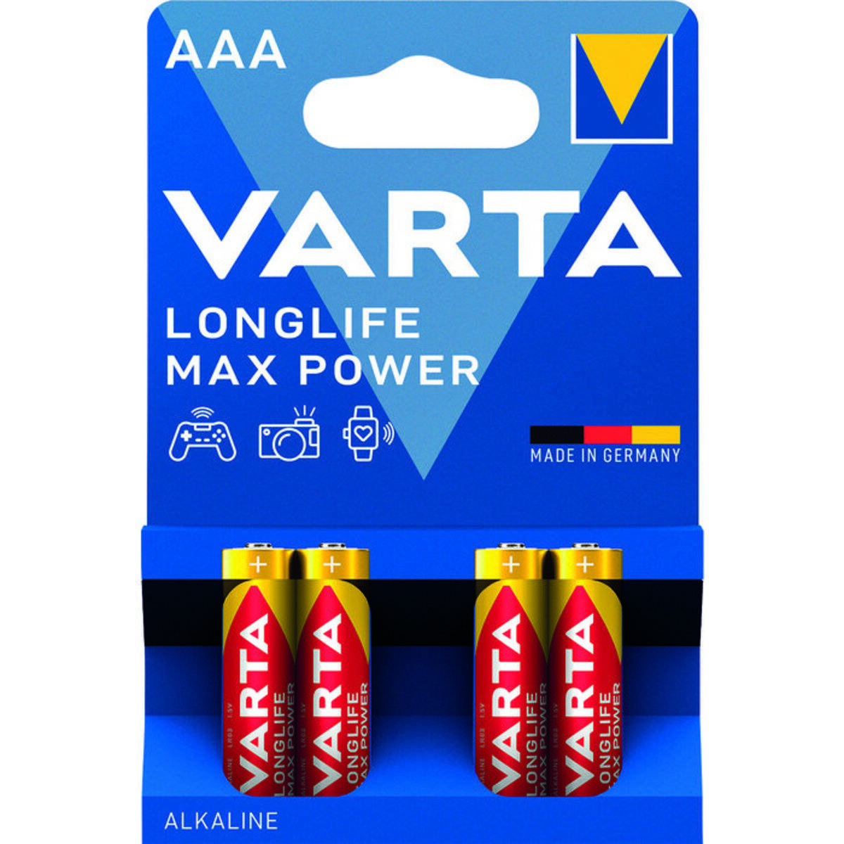 4 piles alcalines Longlife Max Power 4703 AAA - VARTA