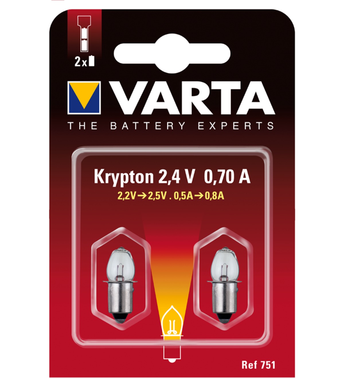 Ampoule krypton culot lisse 2,4V 0,75A - VARTA