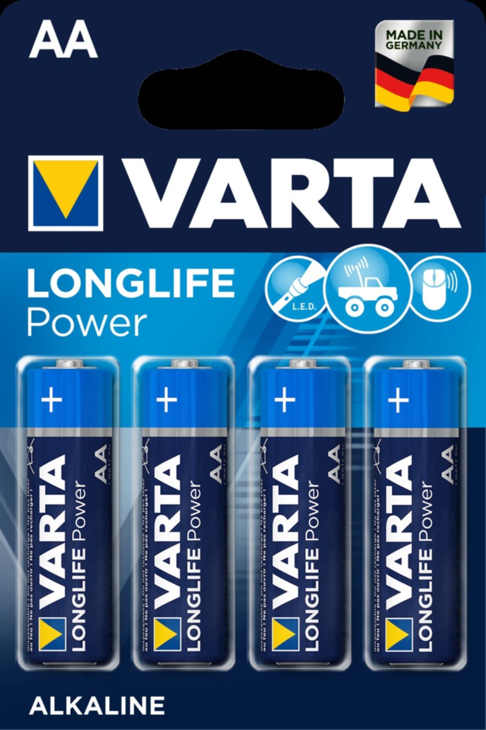 4 piles alcalines LR6 AA LongLife Powerv VARTA