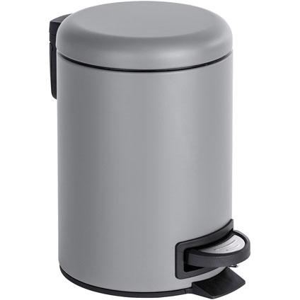 Poubelle de salle de bain à pédale Leman Easy Close 3L gris mat - WENKO
