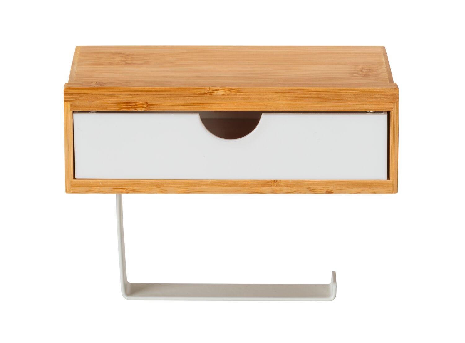 Dérouleur papier WC tiroir Inbara bambou blanc - WENKO