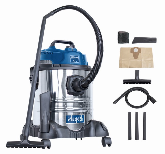 Aspirateur eau et poussière ASP20-ES 20L inox 18kPa 1200W - SCHEPPACH