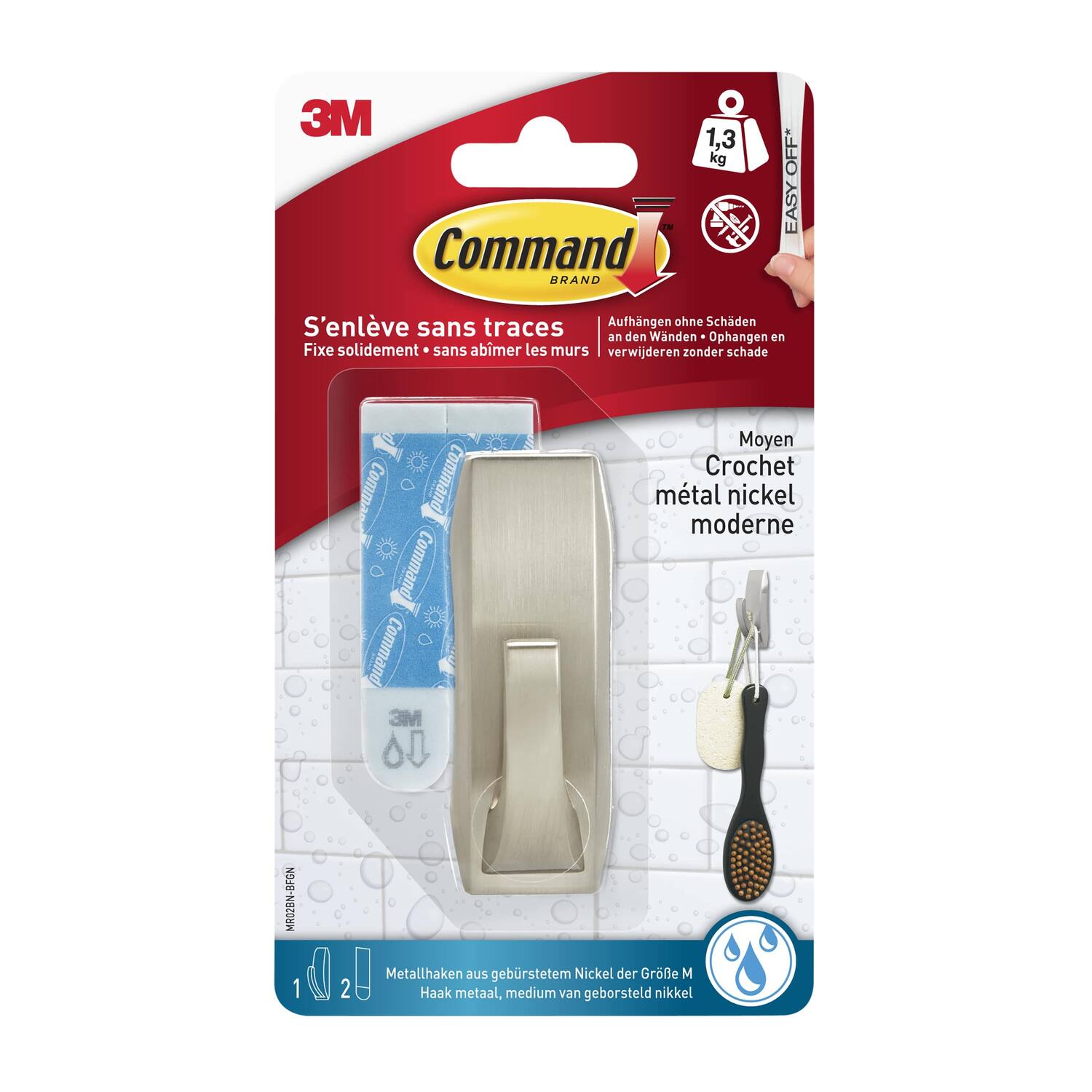 Crochet adhésif métal moderne Moyen modèle - 3M