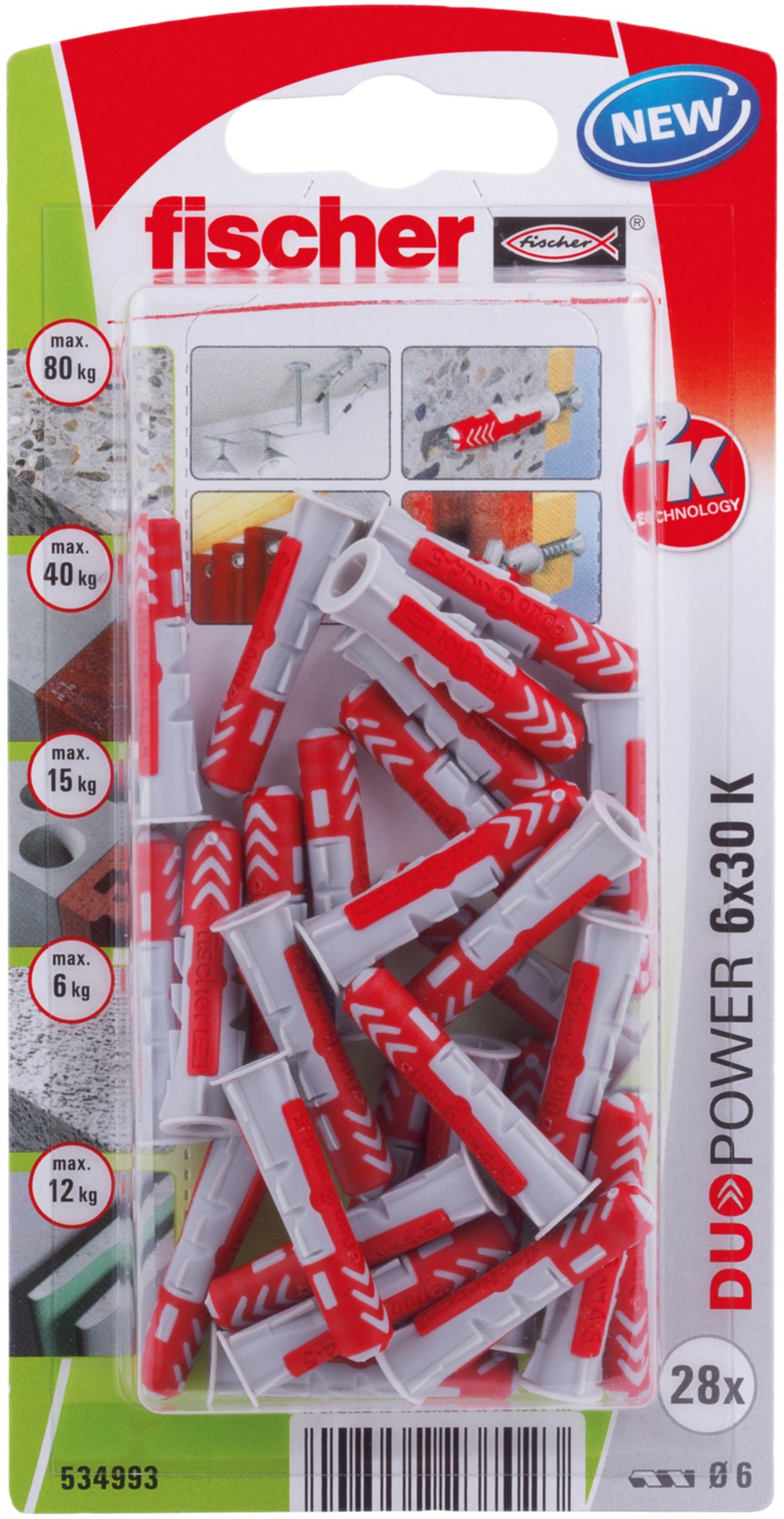 Cheville universelle DuoPower 6x30 sans vis