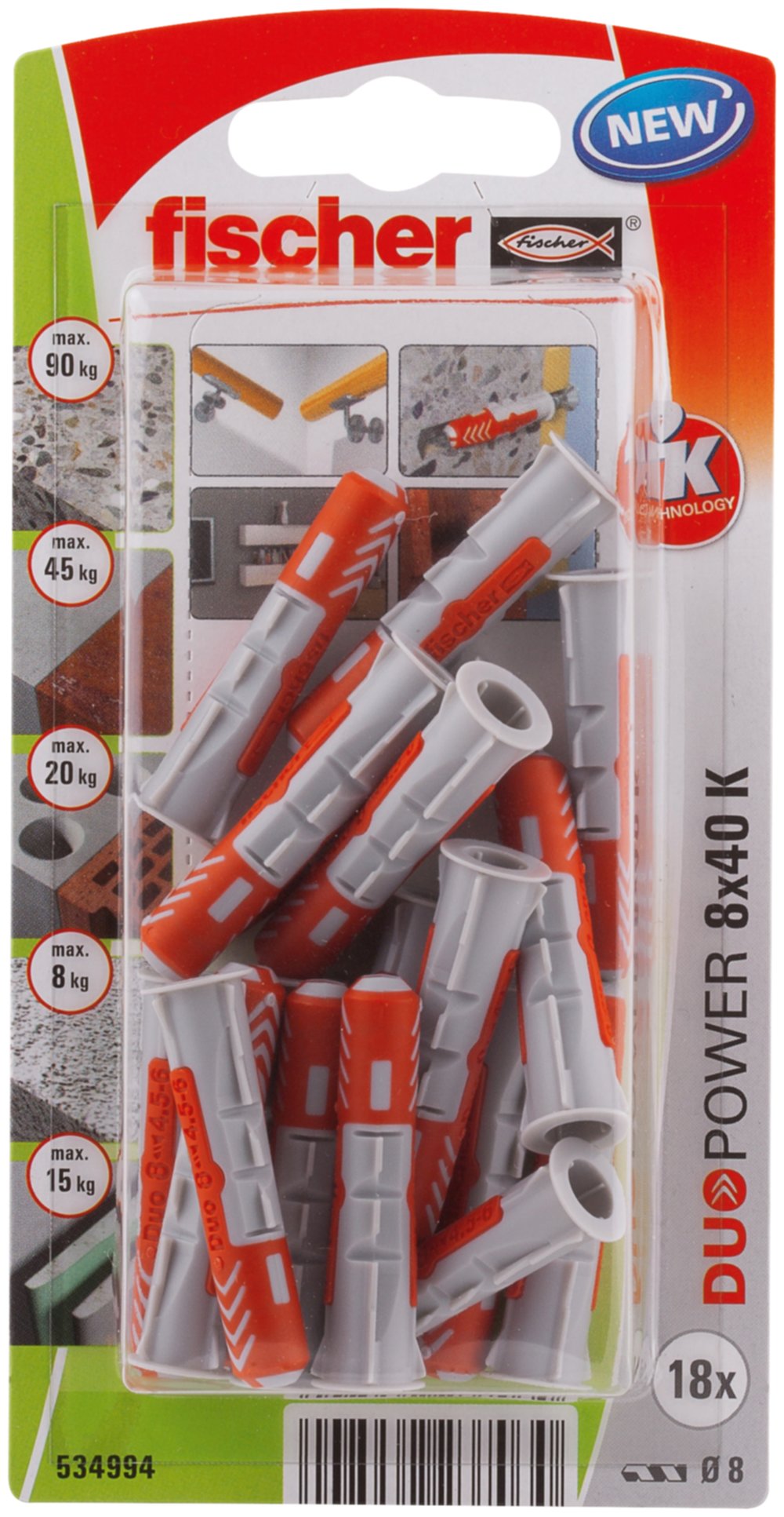 Cheville universelle DuoPower 8x40 sans vis