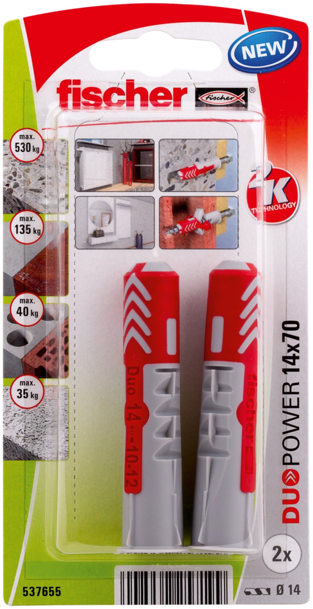 Cheville universelle DuoPower 14x70 sans vis