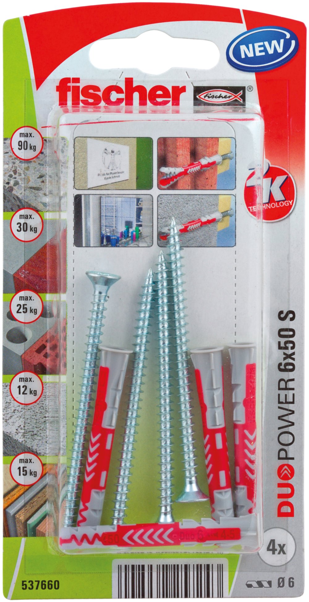 Cheville universelle DuoPower 6x50 avec vis