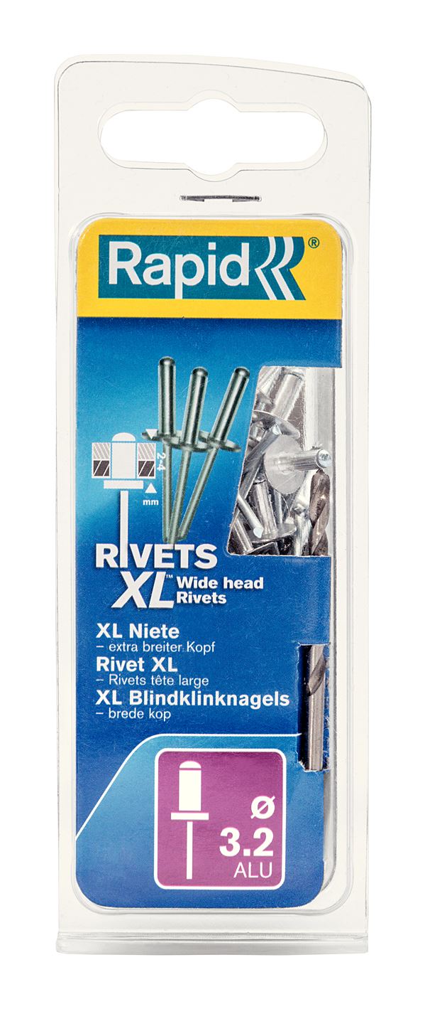 50 rivets XL alu Ø3,2 x 8mm + foret - RAPID