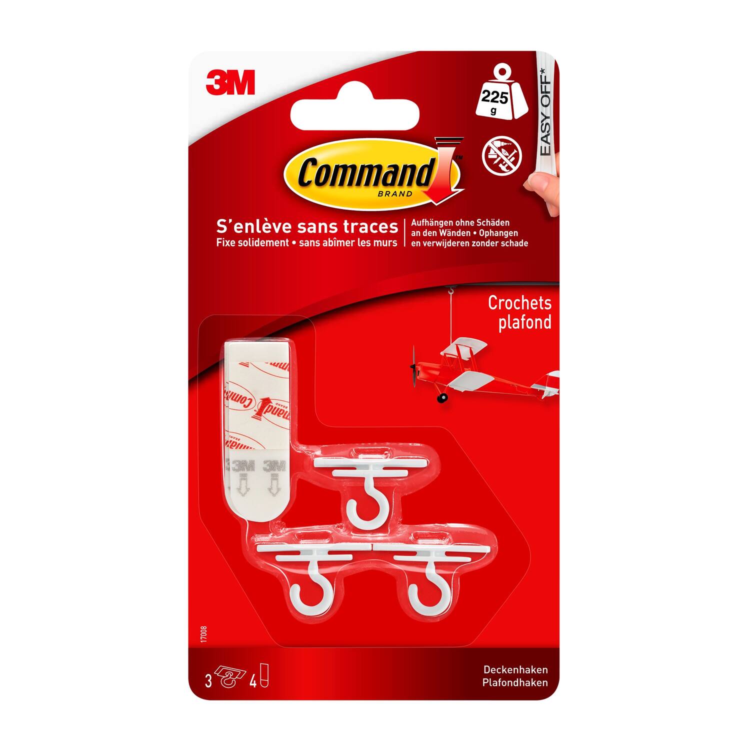 Crochet plafond blanc - 3M COMMAND