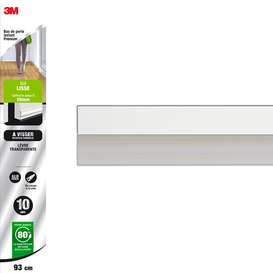 Isolant bas de porte premium à visser sol lisse 93cm 3M