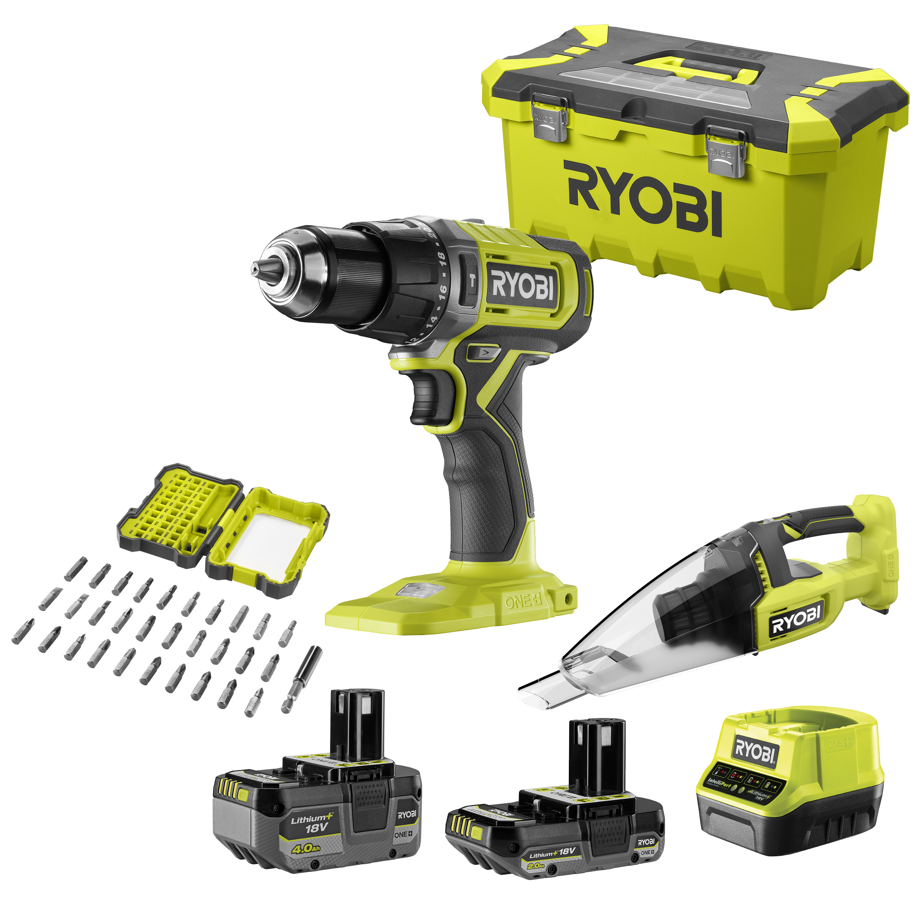 Perceuse à percussion 18 v 
avec 1 batterie 2 ah + 1 batterie 4 ah