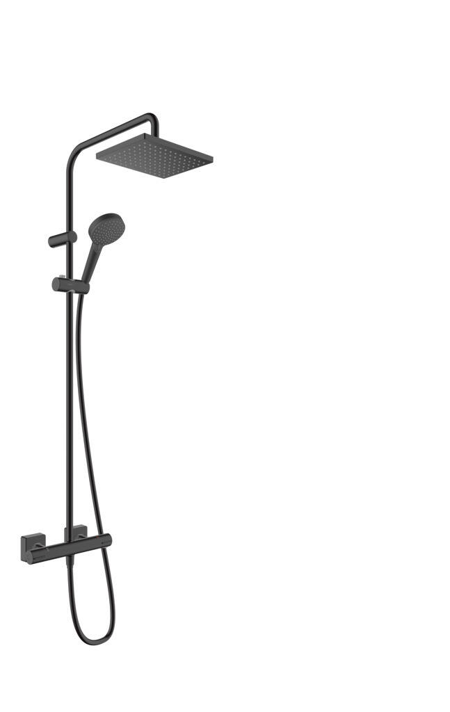 Colonne de douche EcoSmart 9L/min + mitigeur thermostatique noir mat Vernis Shape 230 - HANSGROHE