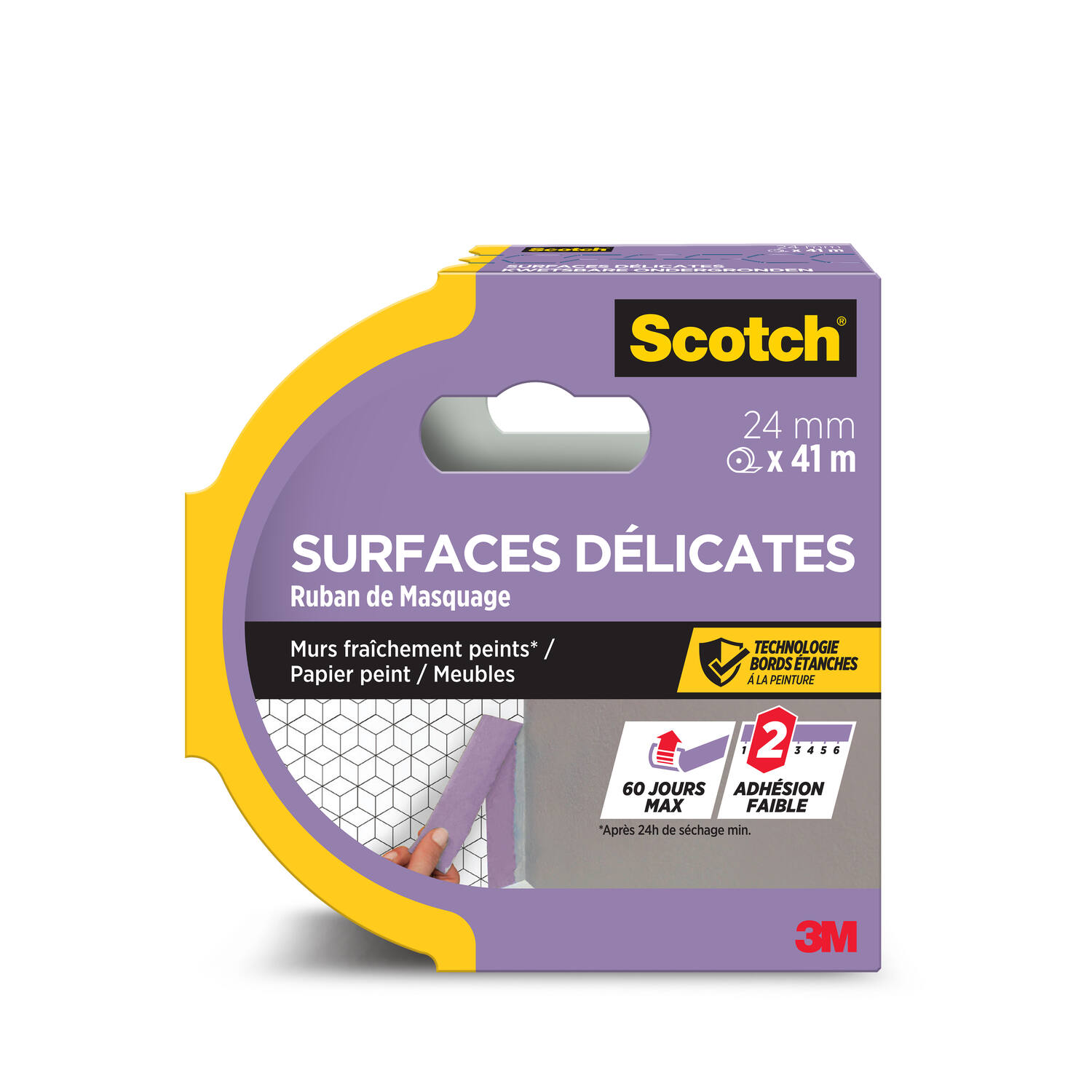 Ruban de Masquage pour Surfaces Délicates Scotch® 2080 Violet 41mx24mm