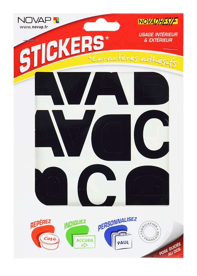 pochette novadhesif lettres 40 mm noir - NOVAP