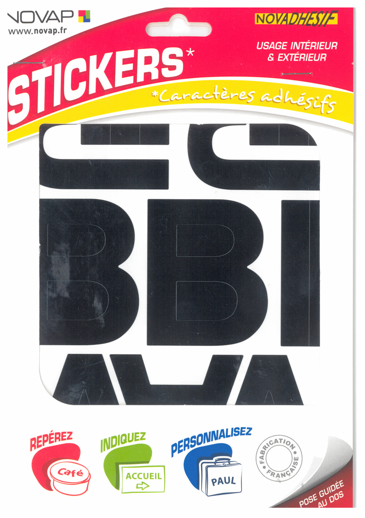 pochette novadhesif lettres 60 mm noir - NOVAP