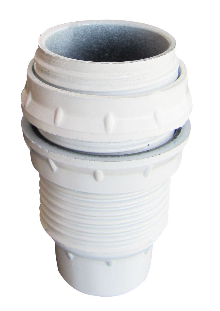 Douille E14 bakélite toute filetée+bagues blanc - TIBELEC