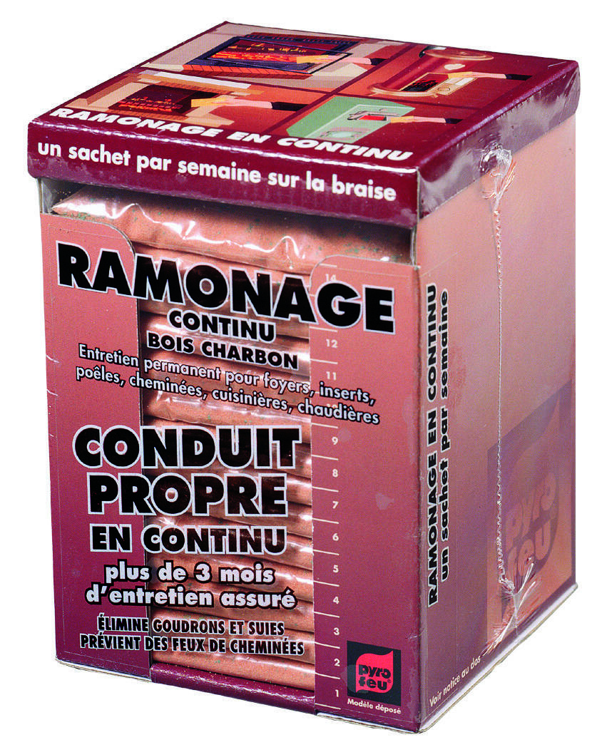 14 sachets pour ramonage continu feu bois et charbon - PYROFEU