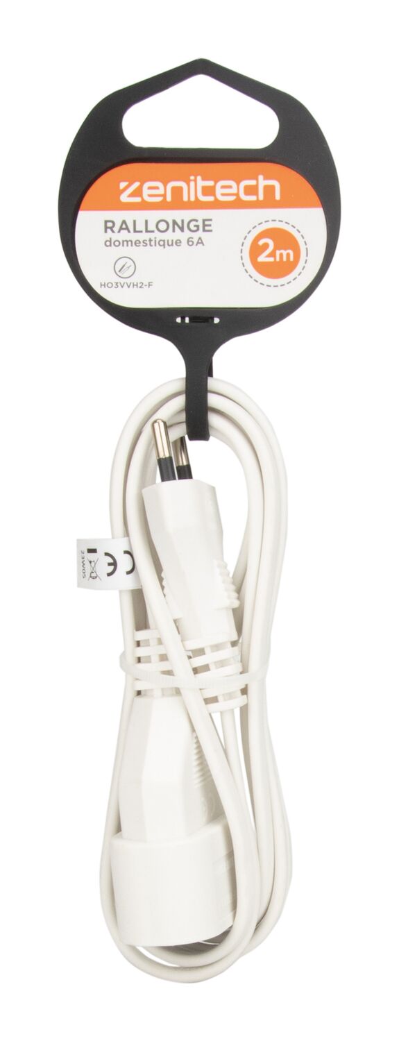 Rallonge électrique ménager 6A Blanc - ZENITECH