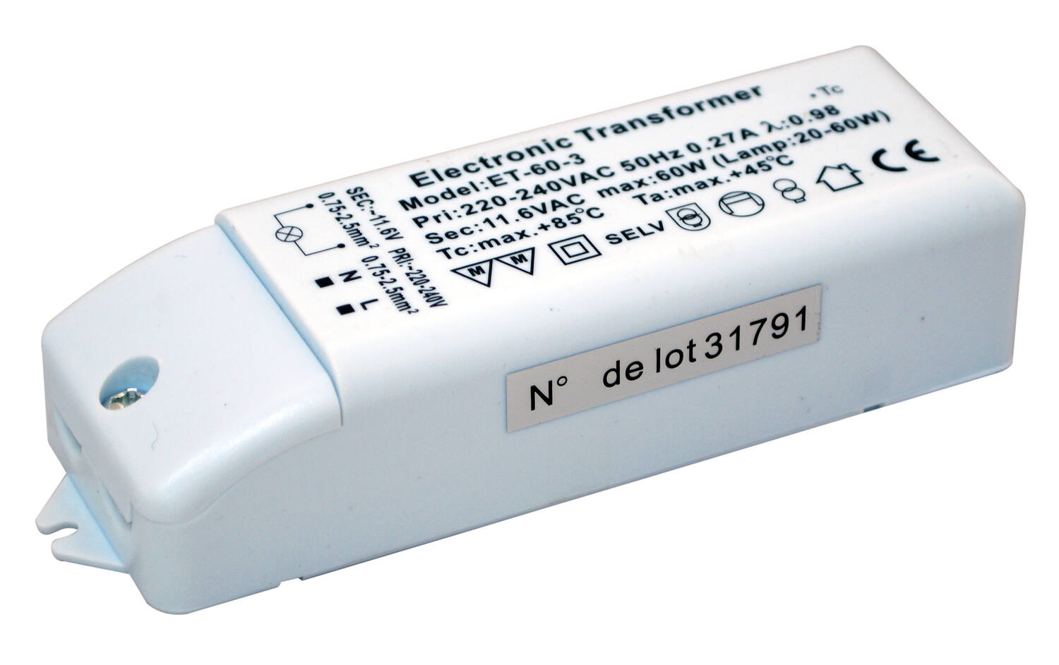 Transformateur électronique 20/60W - TIBELEC