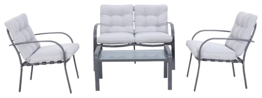 Salon de jardin bas 4 places Kary acier gris
