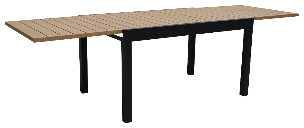 Table de jardin Alu Aurore 6/10 pers. plateau imitation bois
