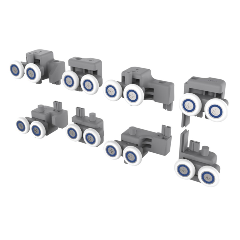 8 roulettes doubles Haut + Bas pour cabine de douche Intemporelle - 1ER