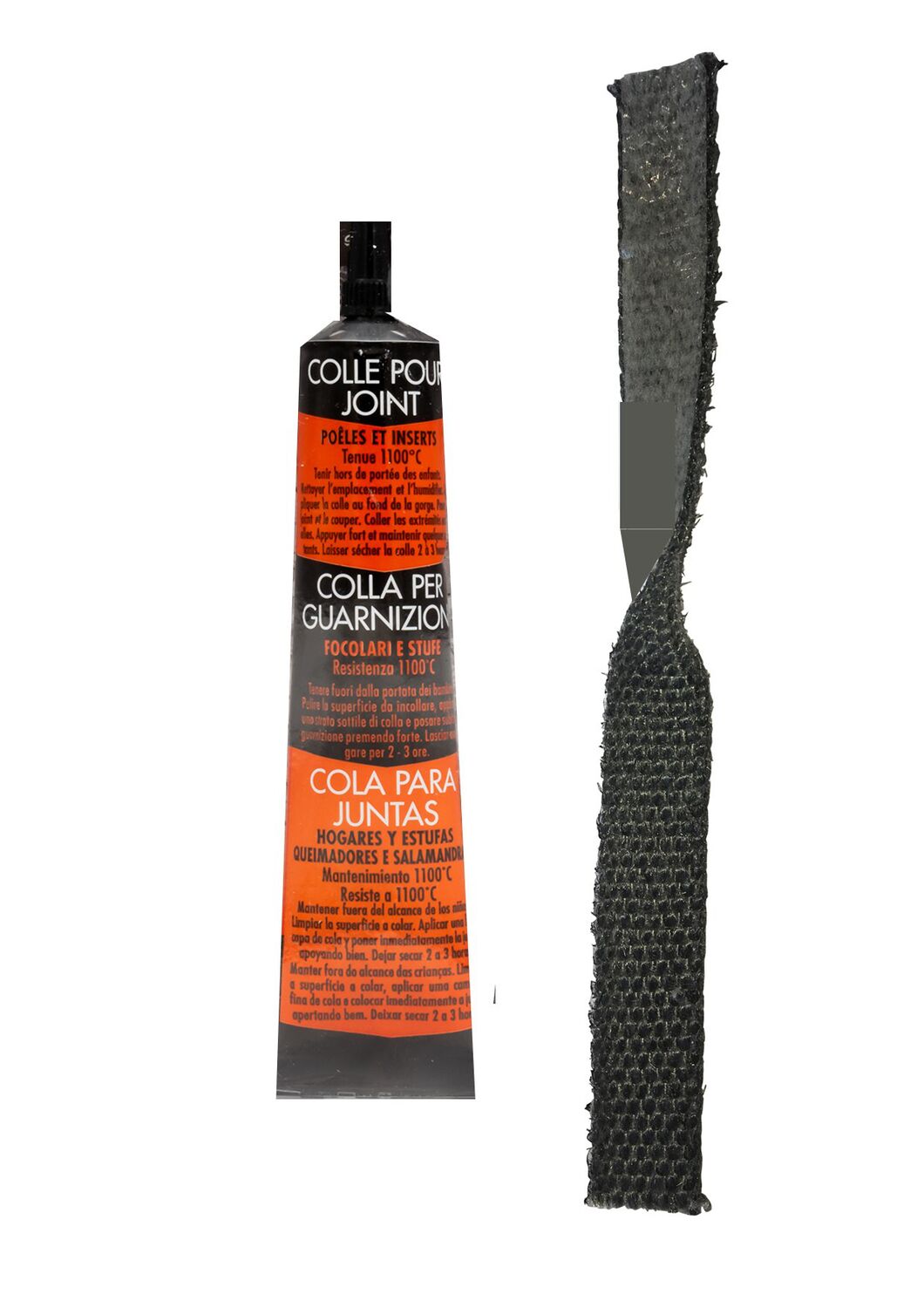 Joint noir plat 15mm 2,50m + tube colle - PYROFEU