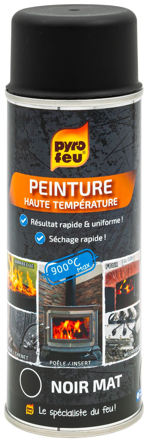 Peinture thermique noire haute température aérosol 400 ml - PYROFEU