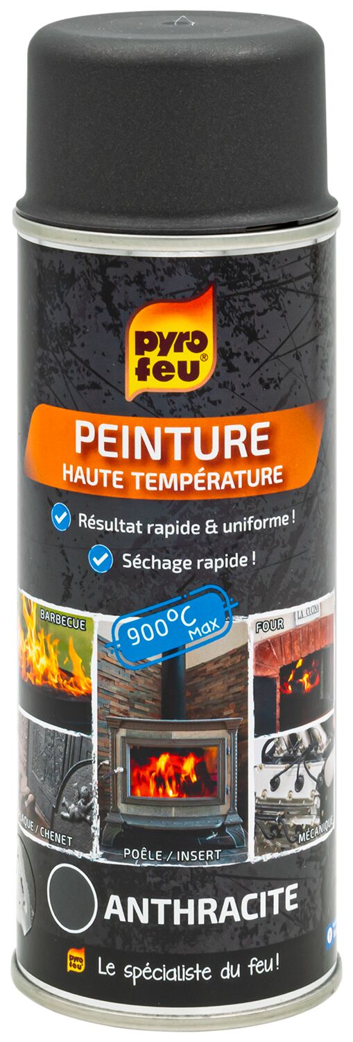 Peinture thermique en aérosol anthracite 500 ml - PYROFEU