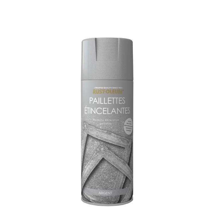 Peinture bombe aérosol Intérieur 400 ml Paillettes Etincelantes Argent - RUST-OLEUM