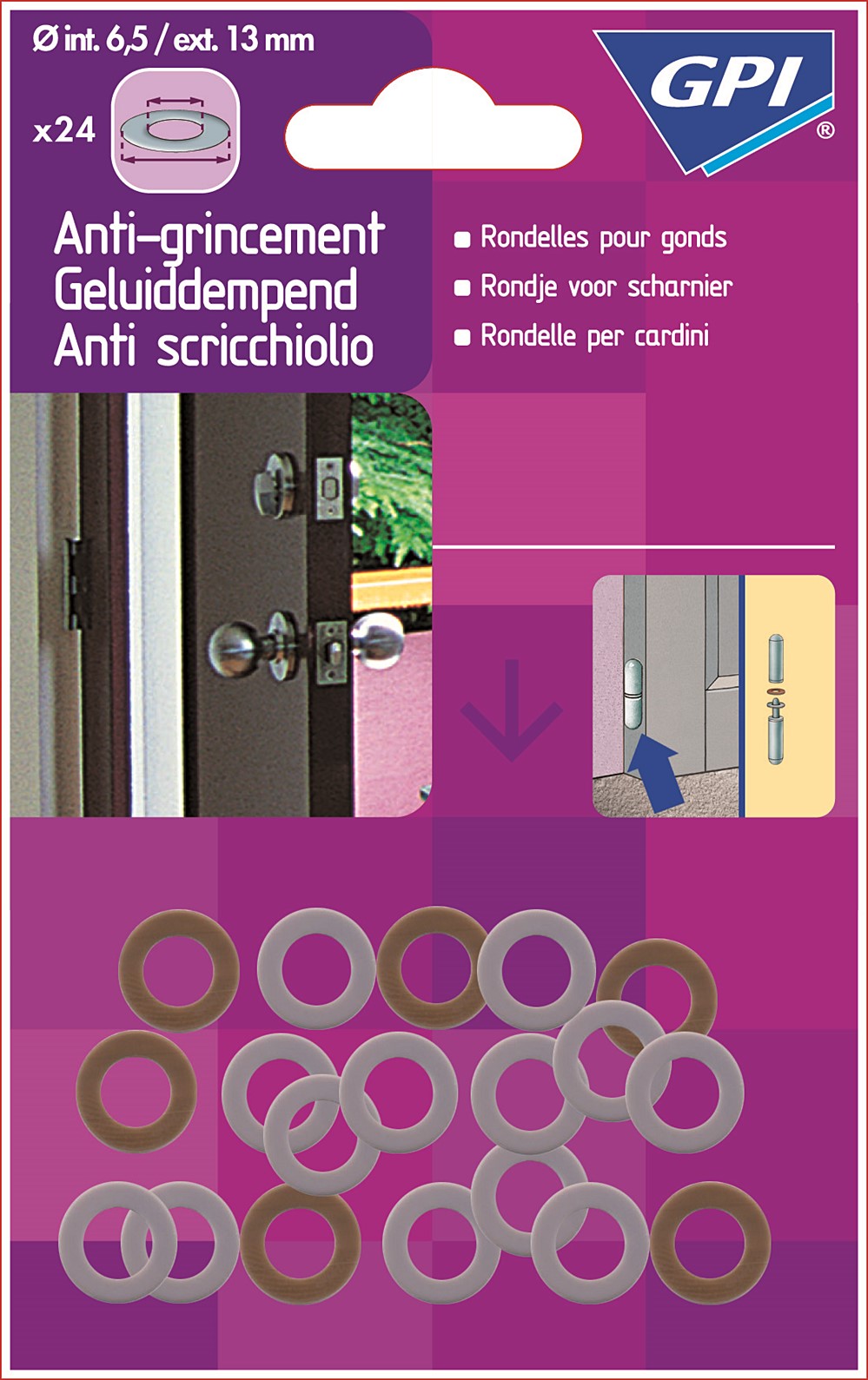 rondelles gonds anti-grincement int : 6.5 - ext : 13mm - GPI