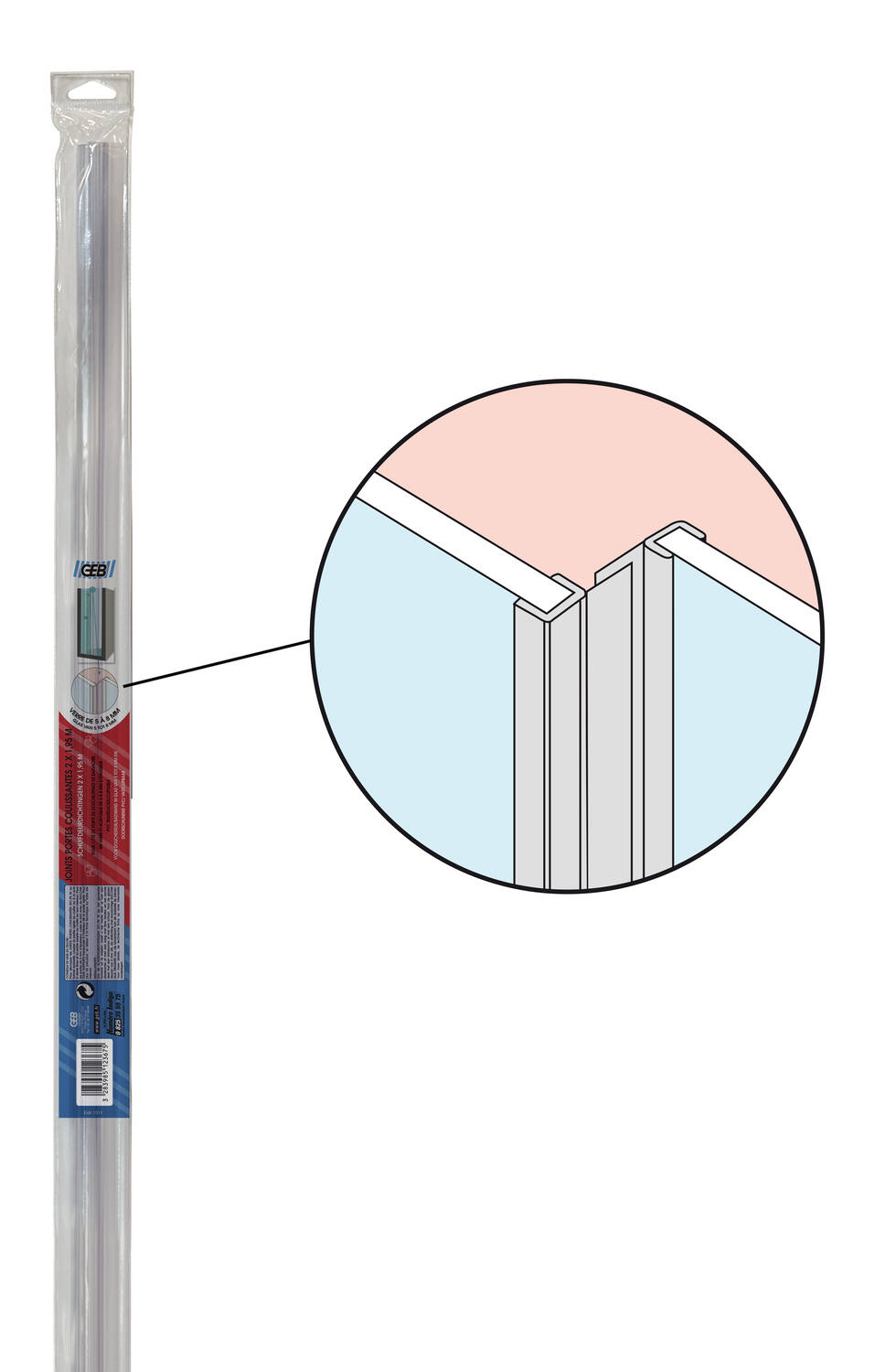Joint portes coulissantes 2 x 1,95 m dim. 5 à 8 mm d'épaisseur - GEB