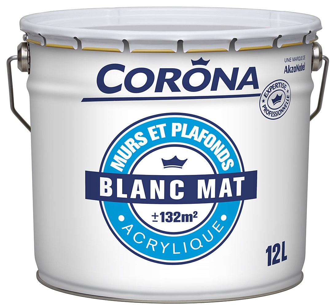 Peinture murs et plafonds blanc mat 12L - CORONA