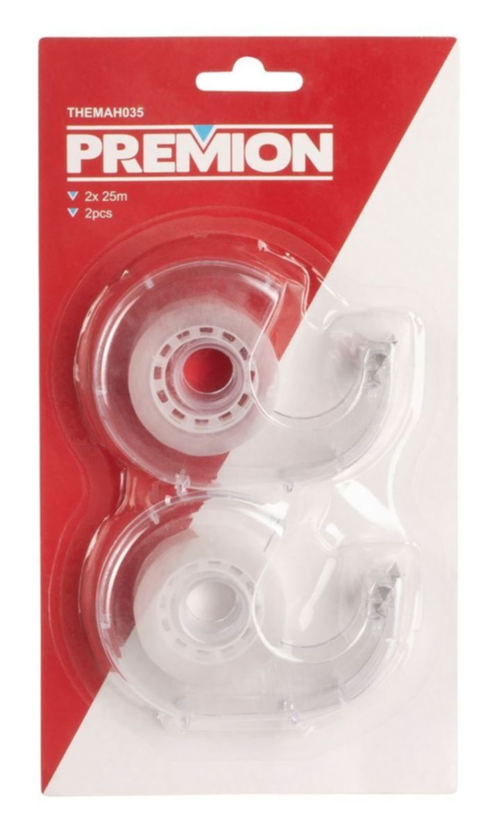 2 rouleaux de ruban adhésif transparent 25m avec dévidoir - PREMION