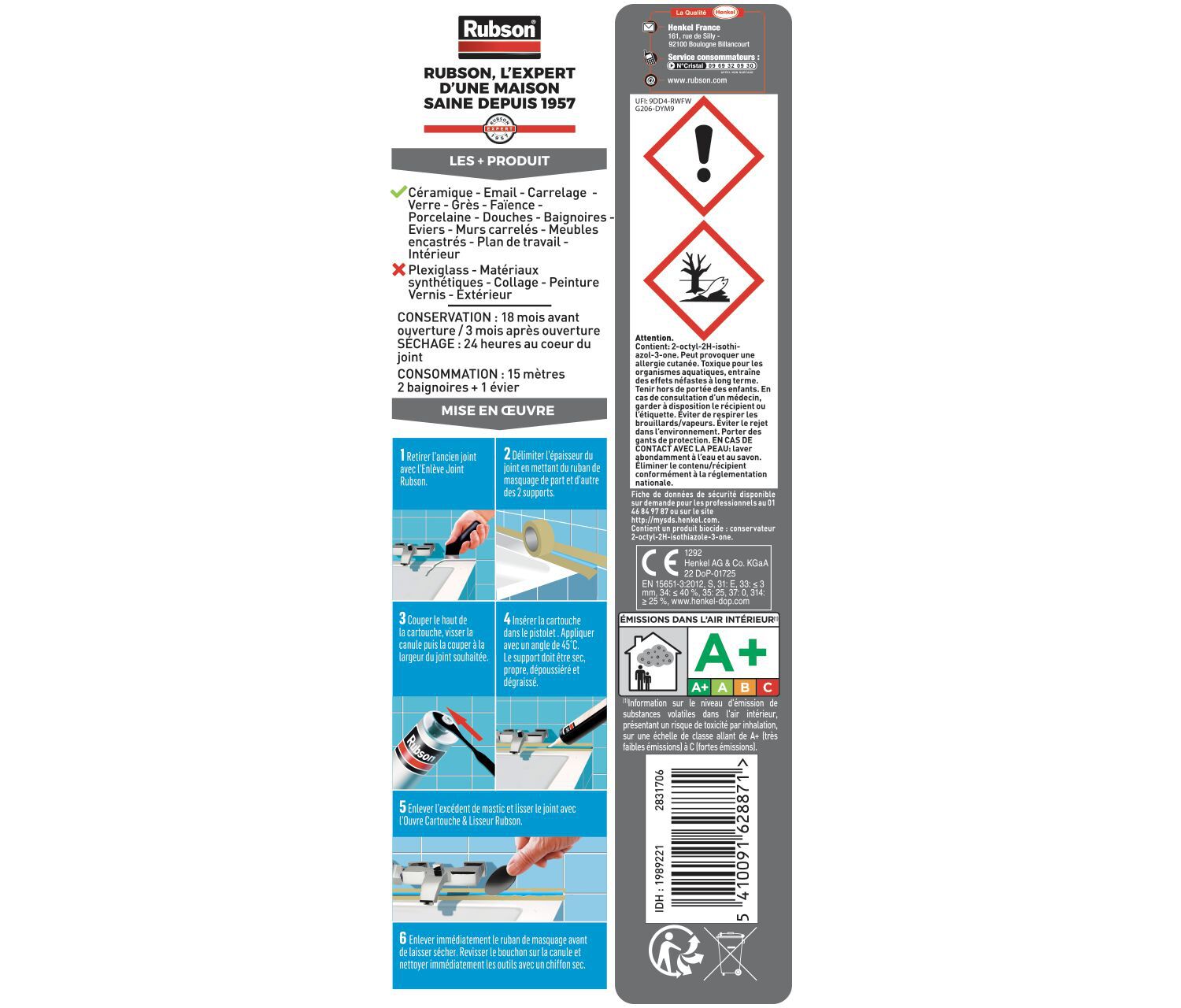 Mastic silicone Bain & Cuisine 280 mL transparent - RUBSON