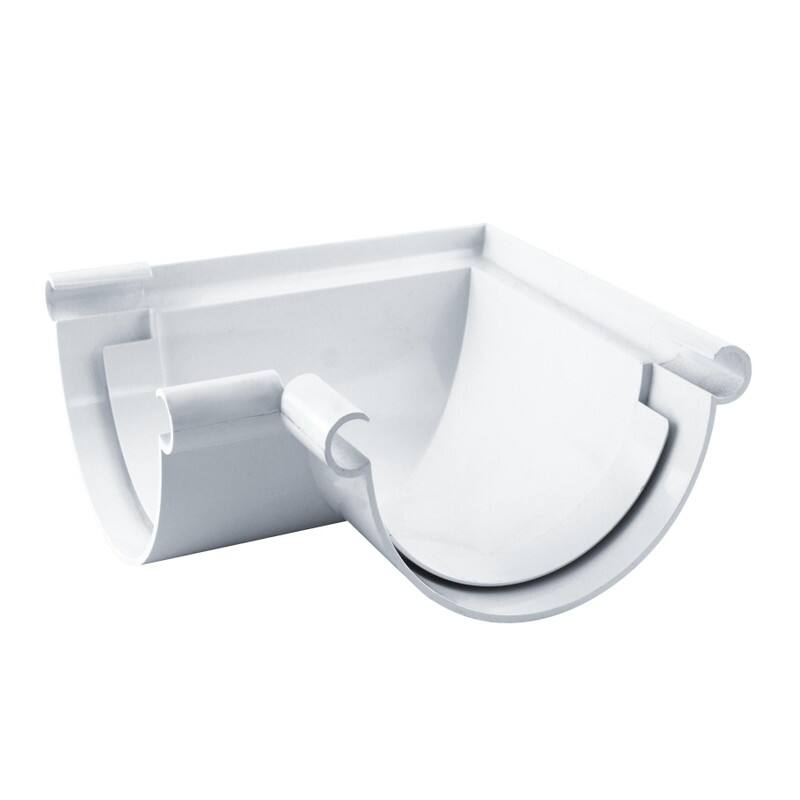 Angle universel gouttière ronde 90° dév.250mm blanc
