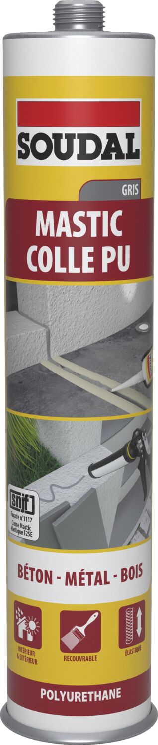 Mastic colle polyuréthane béton métal bois blanc 300ml SOUDAL