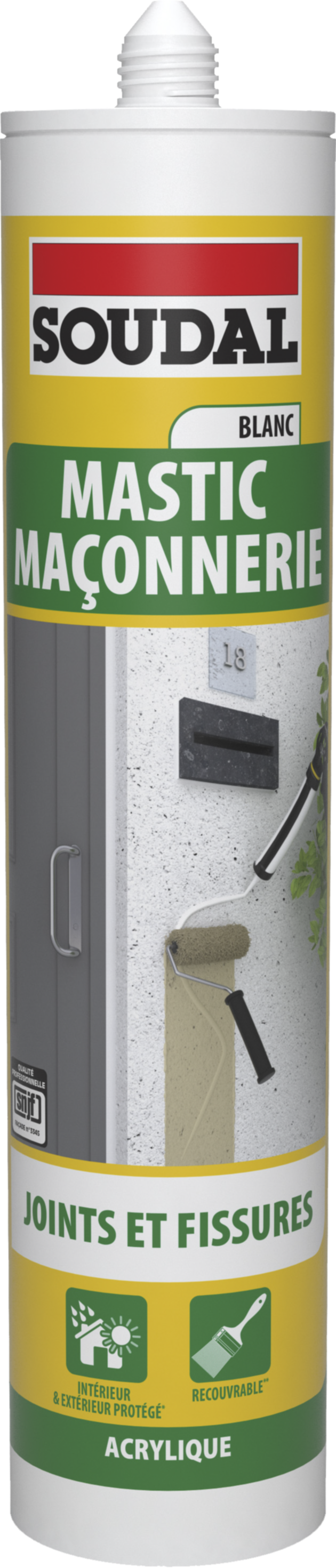 Mastic maçonnerie acrylique béton pierre bois plâtre 280ml SOUDAL