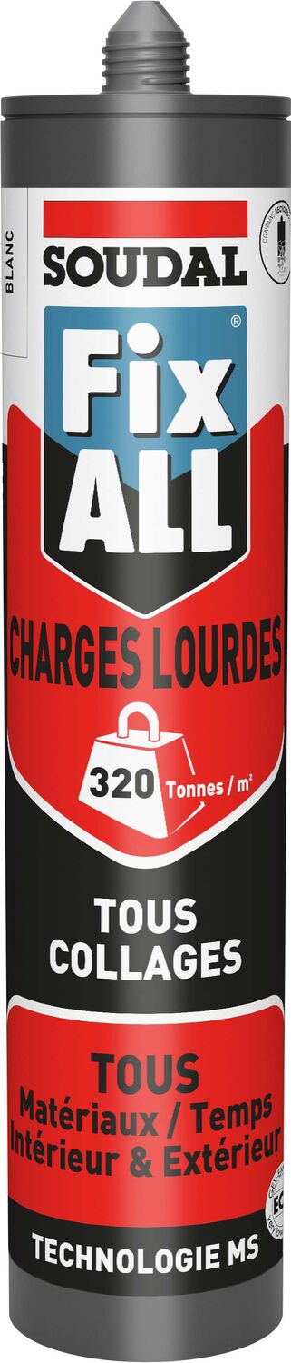 Mastic colle Fix All Charges Lourdes 290 mL blanc - SOUDAL