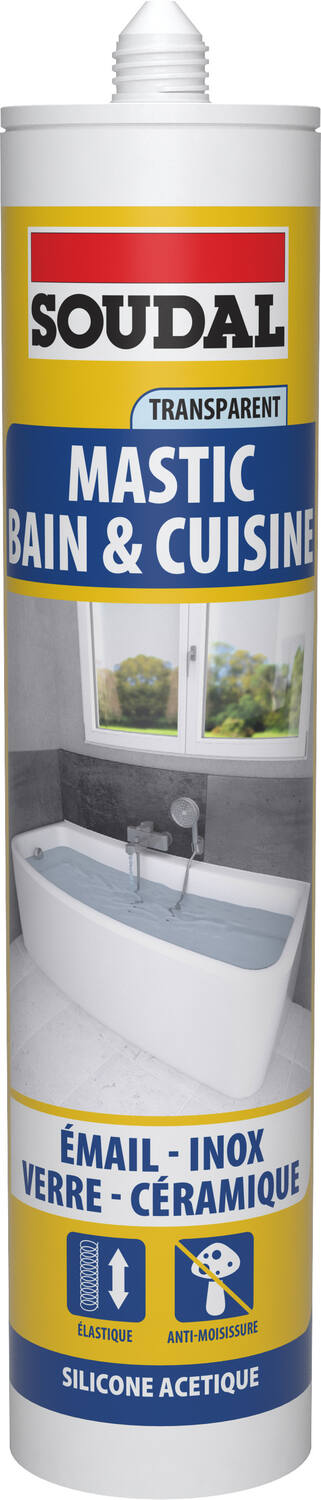 Mastic silicone bain/cuisine 290 ml transparent
