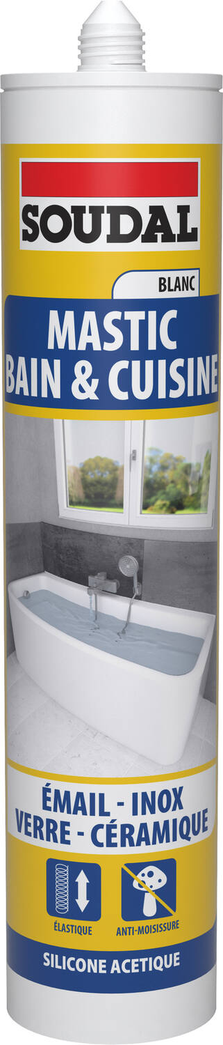 Mastic silicone bain/cuisine 290 ml blanc