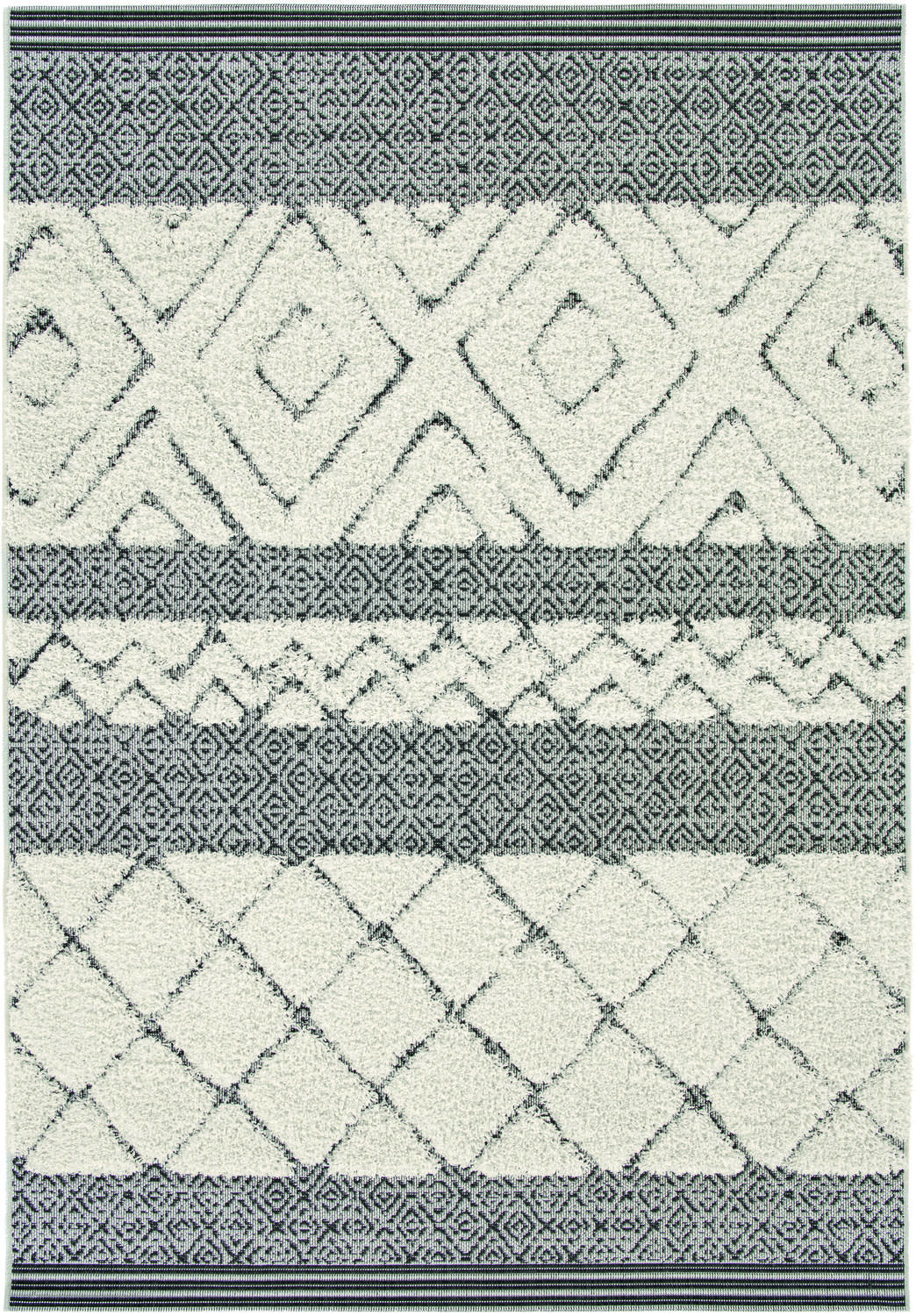 Tapis intérieur/extérieur Reliefs 160 x 230 cm crème/noir - BALTA