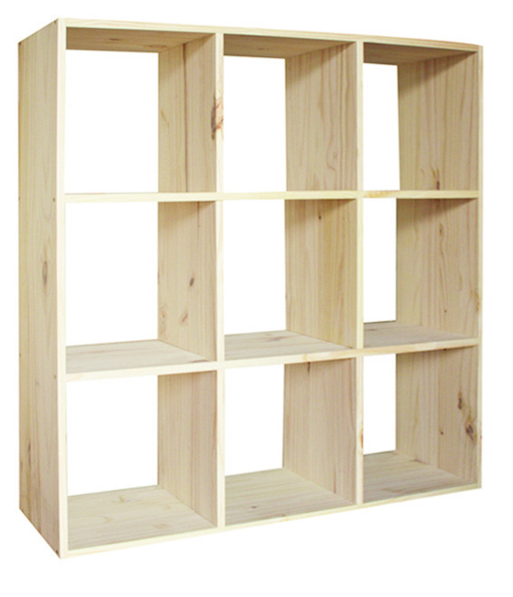 Rangement 9 cases Kubik 105 x 105 x 30 cm pin massif - SERVARY