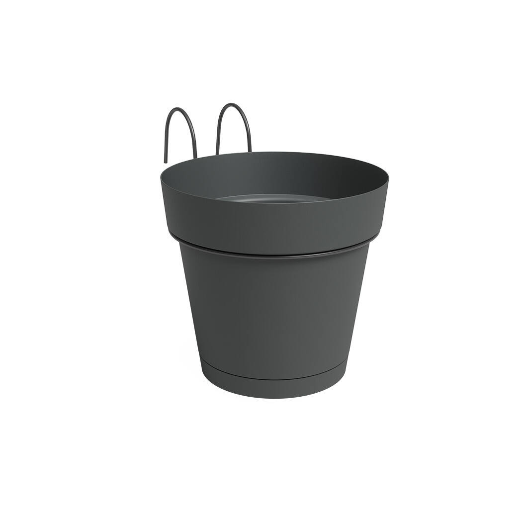 Kit Balcon Pot de fleurs Capri + réservoir d'eau Ø20cm Anthracite - ARTEVASI