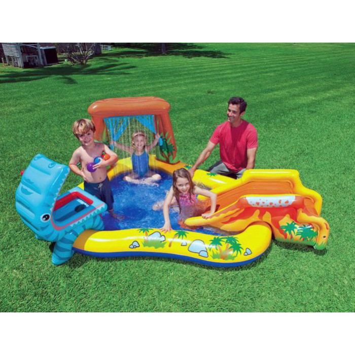 Piscine pour enfants Dinosaure 2,49x1,91x1,09m aire de jeux Jurassic - INTEX